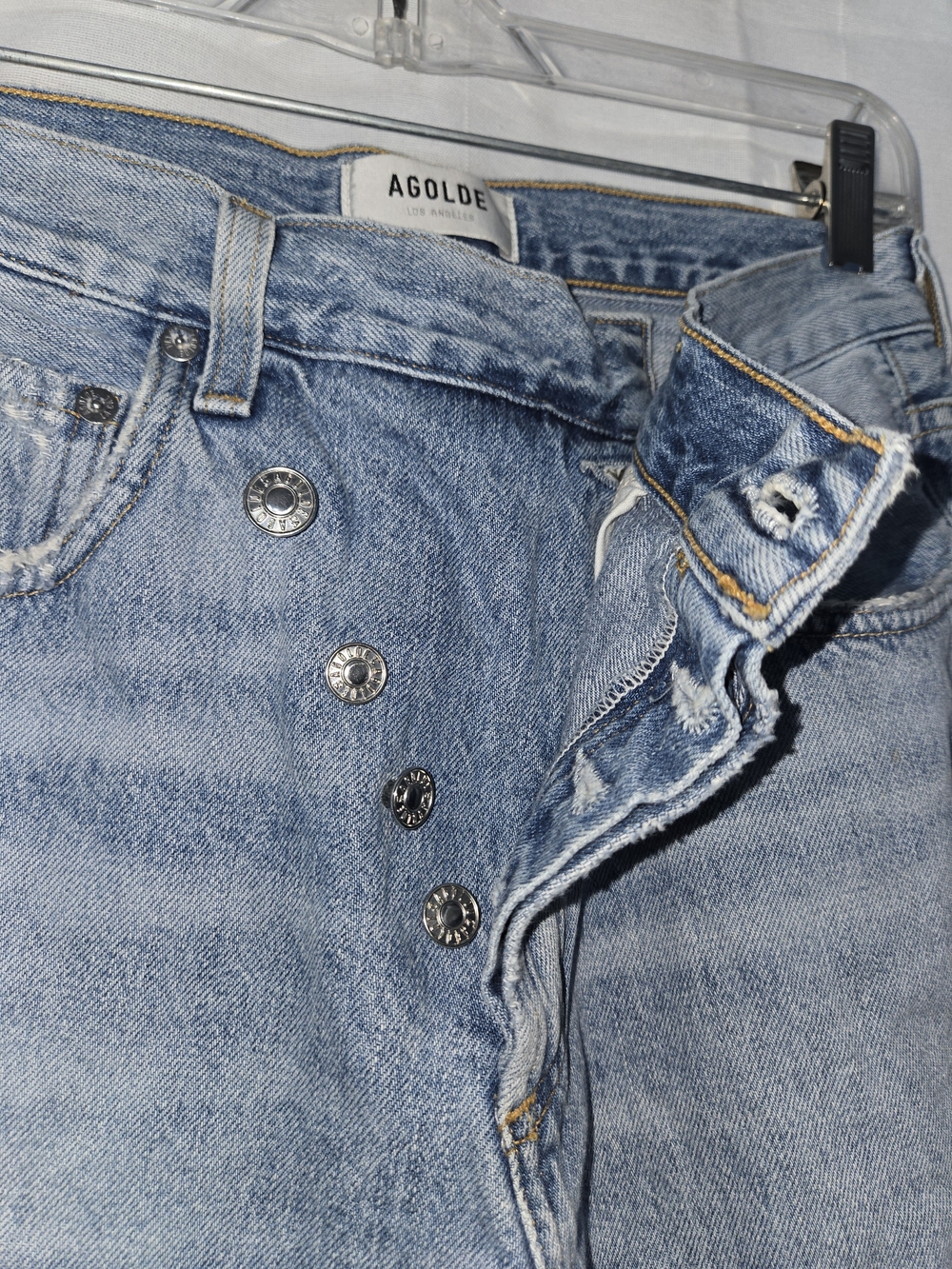 AGOLDE Criss Cross High Rise Straight Leg Jeans - Suburbia Wash EUC Size 25 - Picture 3 of 7
